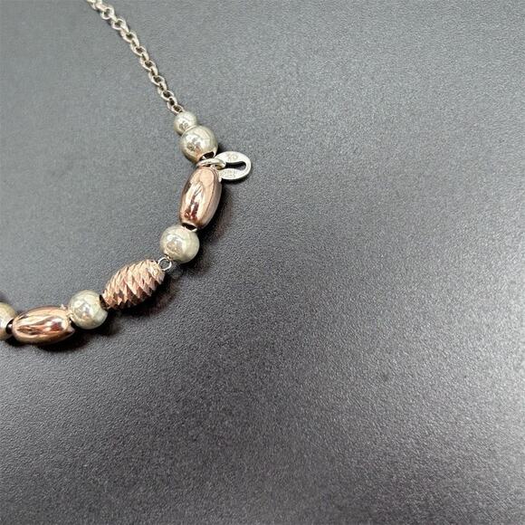 925 Sterling Silver Tri-Color Etched Beaded Bracelet Adjustable Marked - Picture 4 of 10